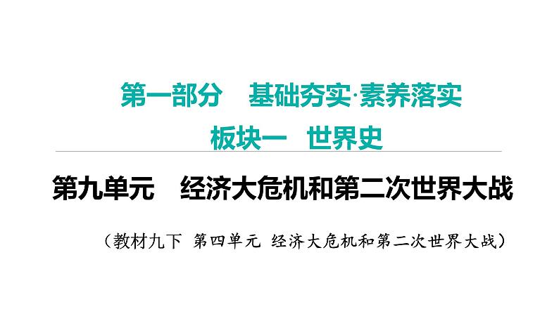 2024年中考历史一轮复习课件---世界现代史2经济大危机和第二次世界大战01