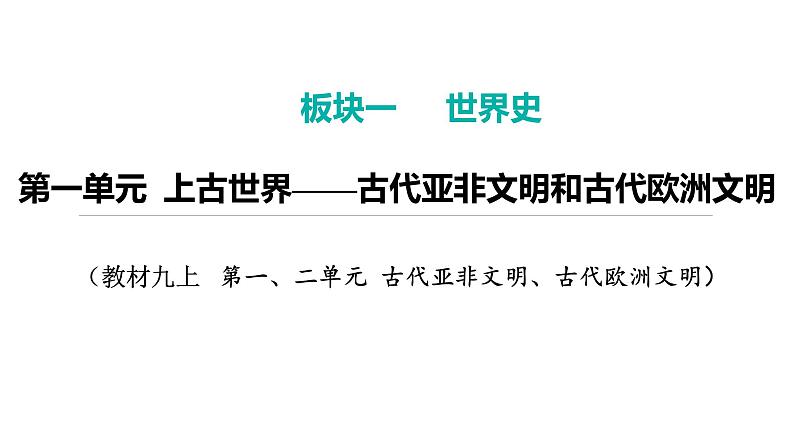 2024年中考历史一轮复习课件：世界古代史1上古世界——古代亚非文明和古代欧洲文明第1页