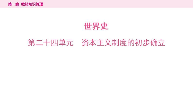 2024年中考历史一轮复习课件：世界近代史2资本主义制度的初步确立第1页