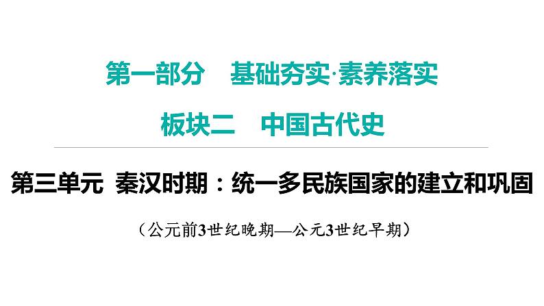 2024年中考历史一轮复习课件：中国古代史3秦汉时期：统一多民族国家的建立和巩固第1页