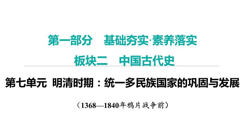 2024年中考历史一轮复习课件：中国古代史7明清时期：统一多民族国家的巩固与发展01