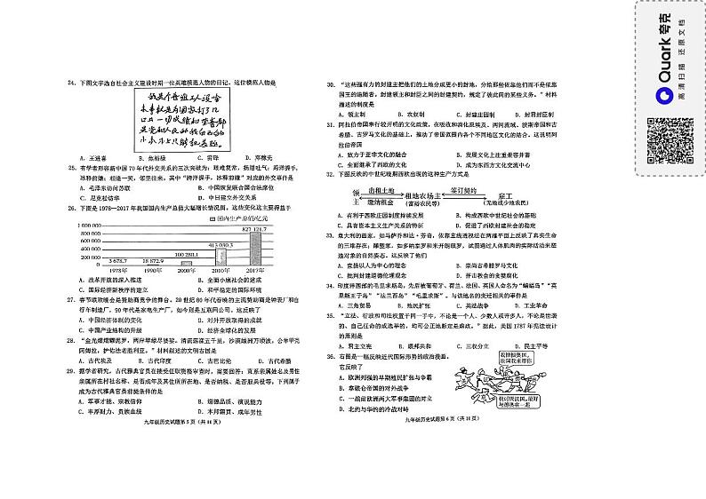 2024年山东省青岛市即墨区中考一模历史试题03