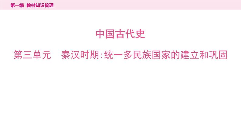 2024年中考历史一轮复习课件---中国古代史3秦汉时期：统一多民族国家的建立和巩固01
