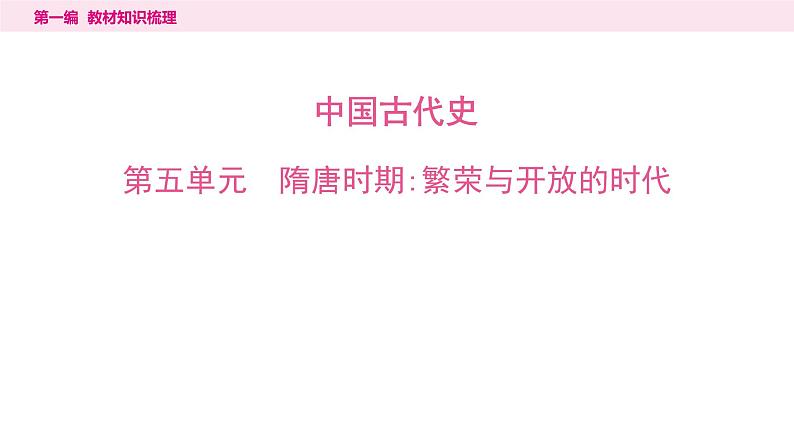 2024年中考历史一轮复习课件---中国古代史5隋唐时期：繁荣与开放的时代第1页