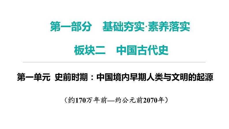 2024年中考历史一轮复习课件：中国古代史1史前时期：中国境内早期人类与文明的起源第1页