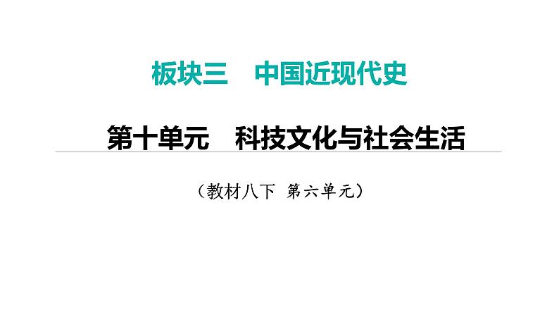 2024年中考历史一轮复习课件：中国近现代史9科技文化与社会生活第1页