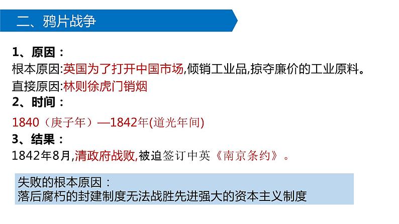 八上历史第一单元 中国开始沦为半殖民地半封建社会  中考复习课件第5页