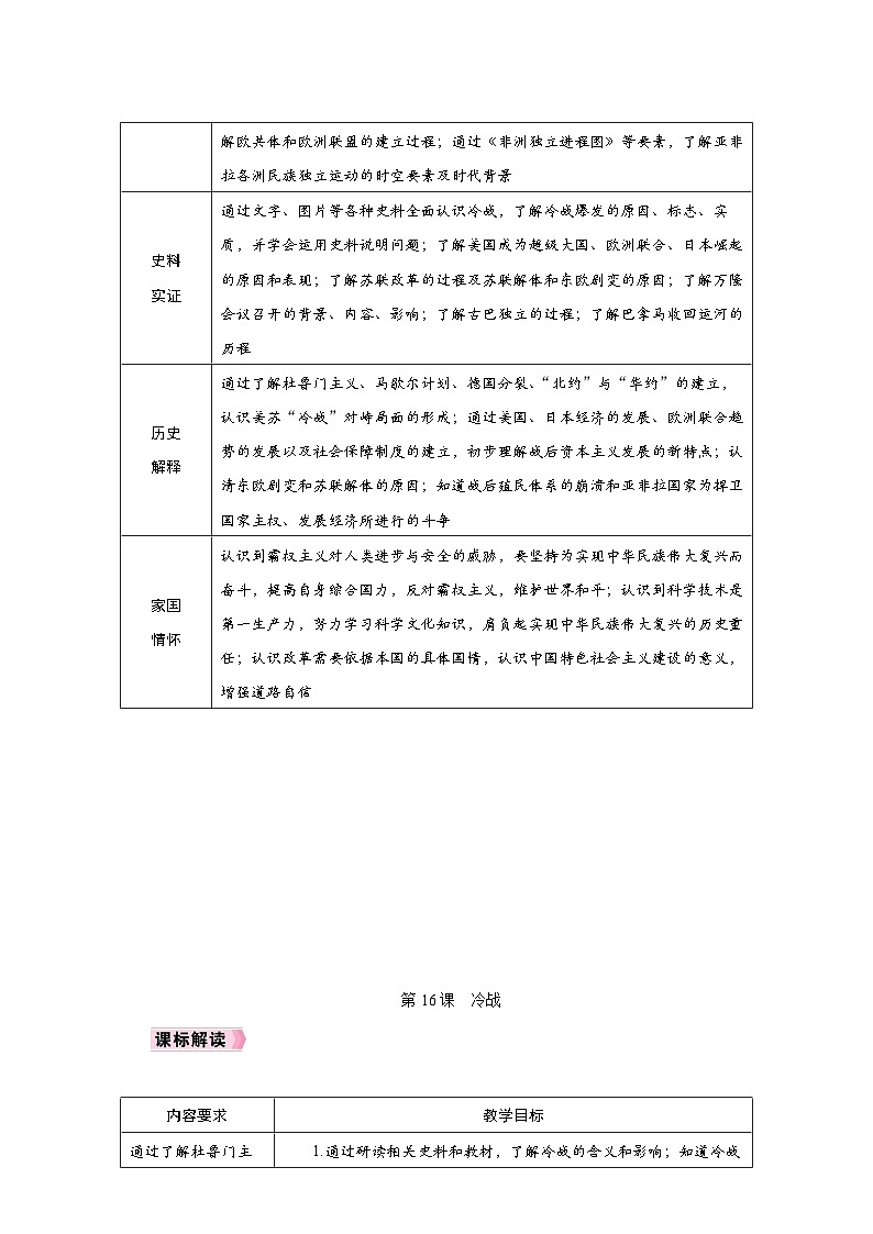 人教版九年级历史下册同步教学设计第五单元《二战后的世界变化》第2页