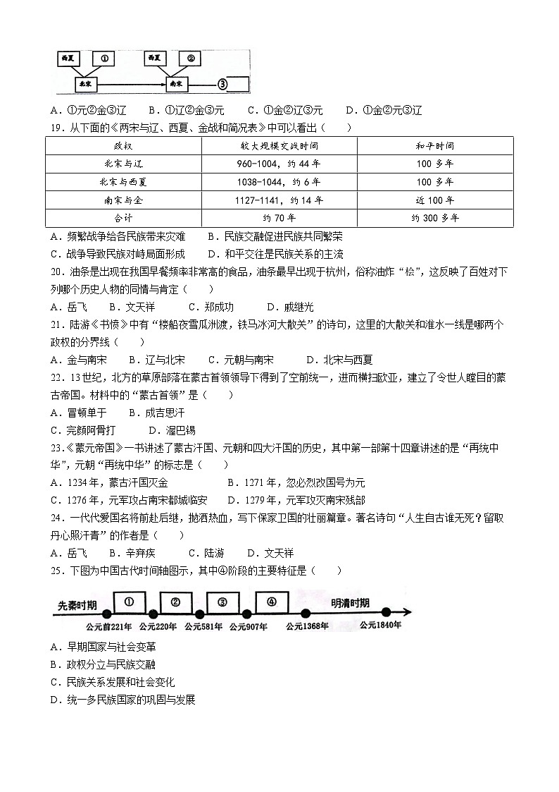 山东省德州市第五中学北校区2023-2024学年七年级下学期4月期中历史试题03
