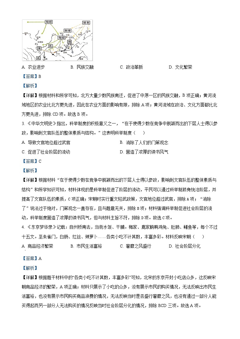 2024年湖北省荆楚初中联盟中考一模历史试卷（解析版）第2页