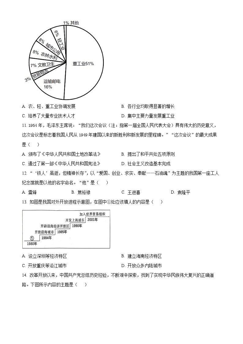 2024年山东省菏泽市东明县中考二模历史试题（原卷版）第3页