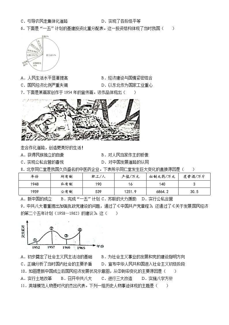 山东省临沂市莒南县2023-2024学年八年级下学期期中历史试题第2页