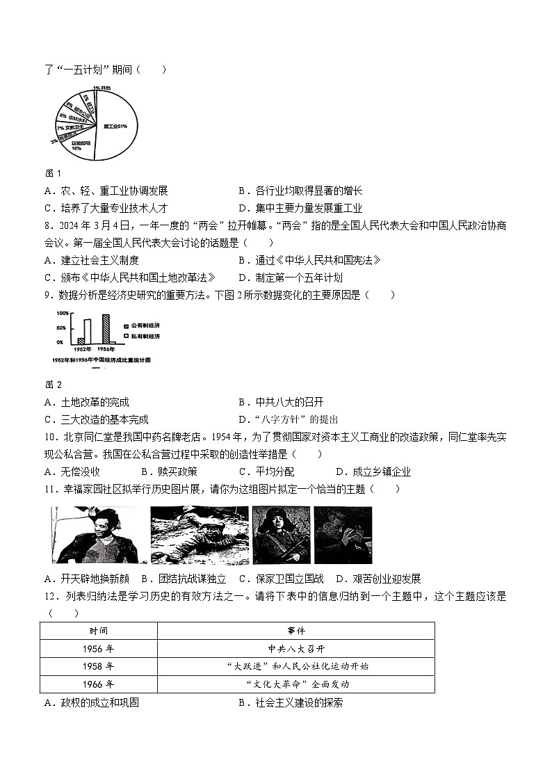 山东省临沂市沂南县八年级2023-2024学年下学期期中历史试题(无答案)第2页