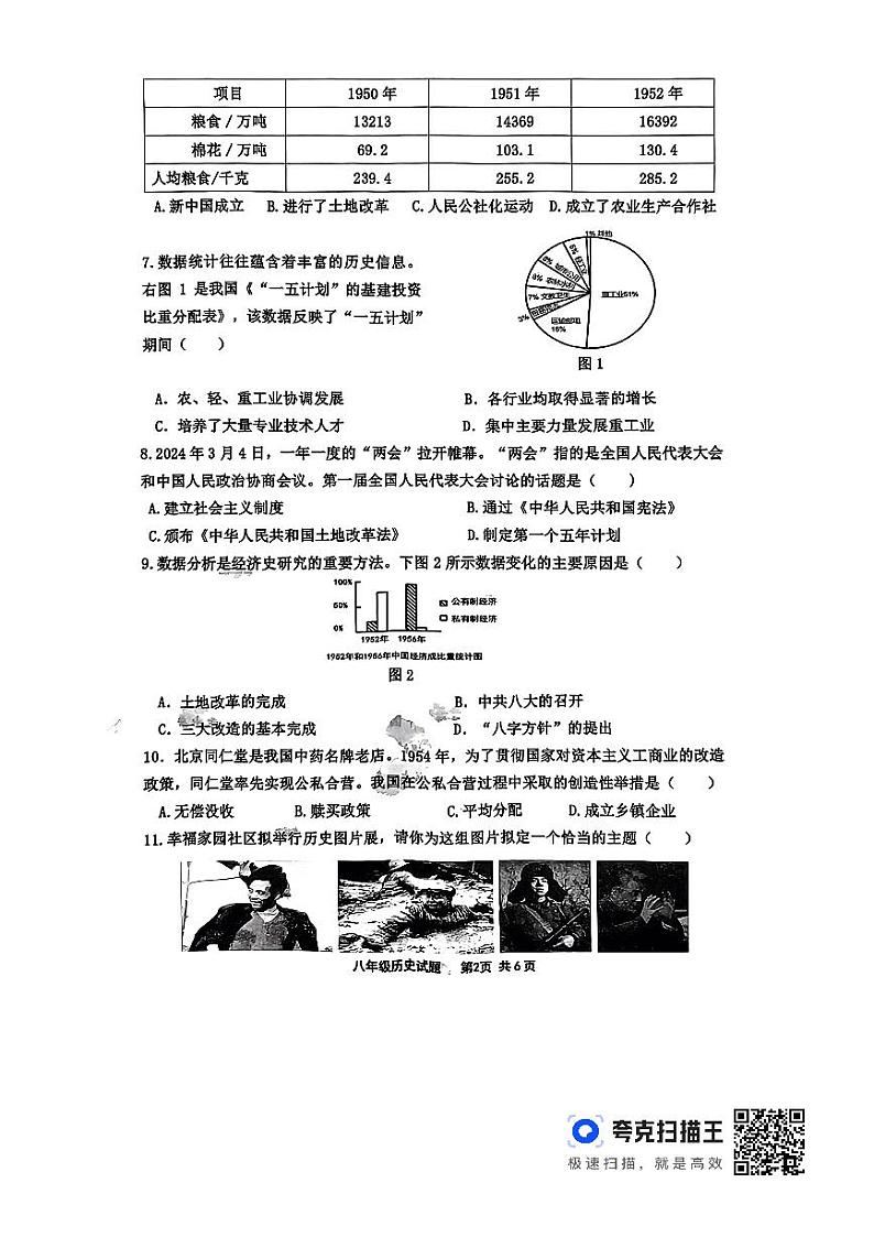 山东省临沂市沂南县八年级2023-2024学年下学期期中历史试题第2页