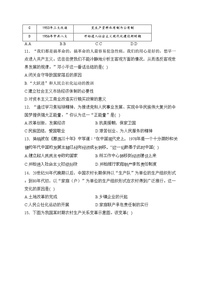 河南省南阳市邓州市2023-2024学年八年级下学期期中质量评估历史试卷(含答案)03