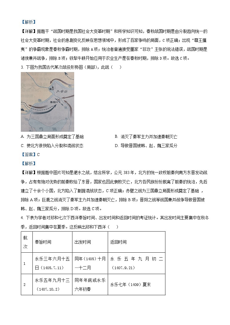 2024年安徽省中考大联考历史试题（二）（解析版）第2页