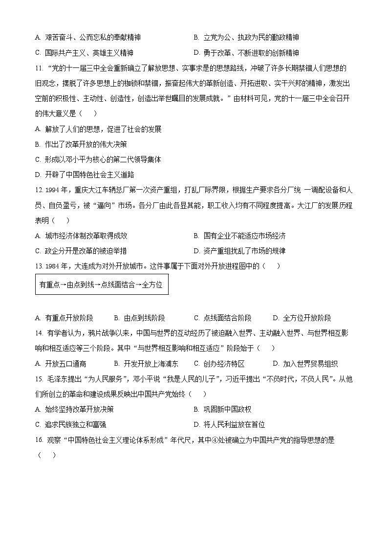 2024年湖南省岳阳市中考一模历史试题（原卷版+解析版）03