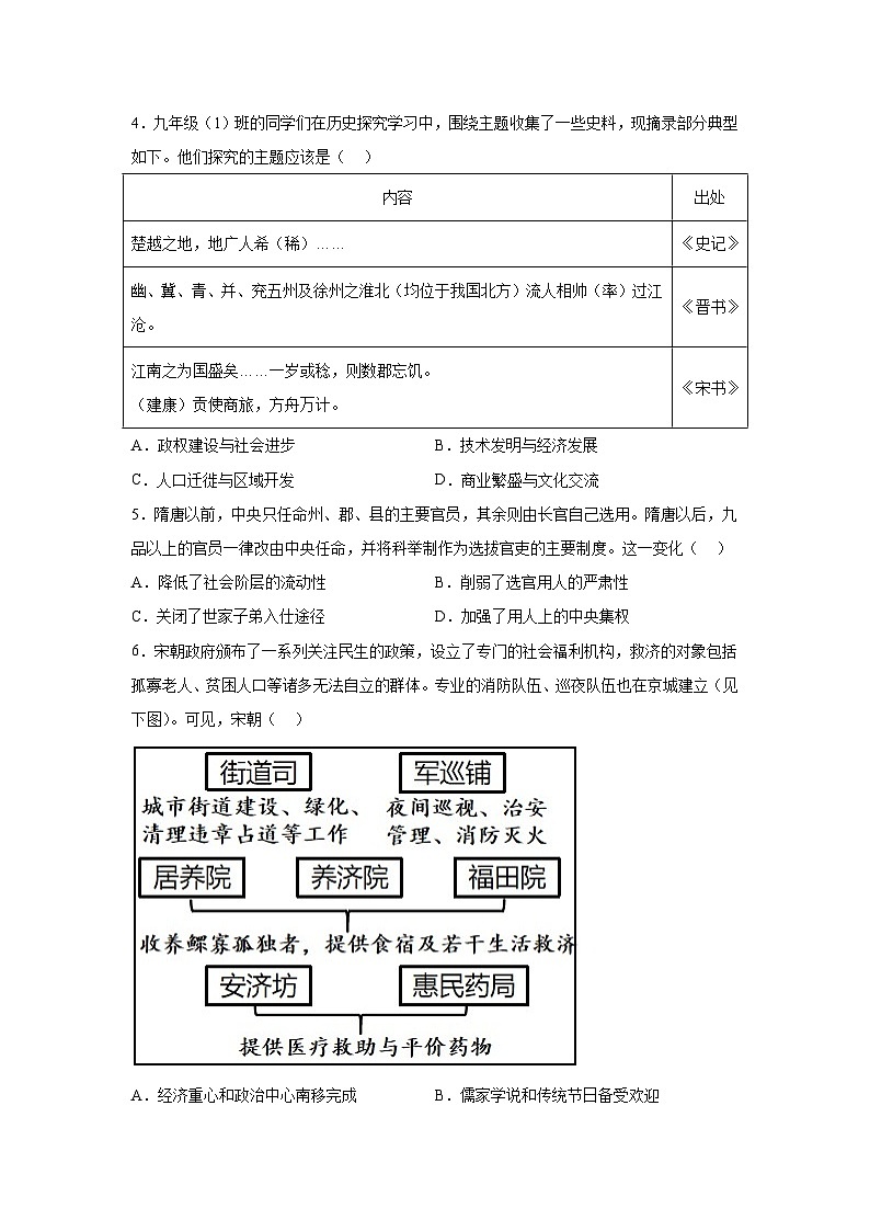 历史（山东济南卷）-考前金卷：2024年中考第三次模拟考试02