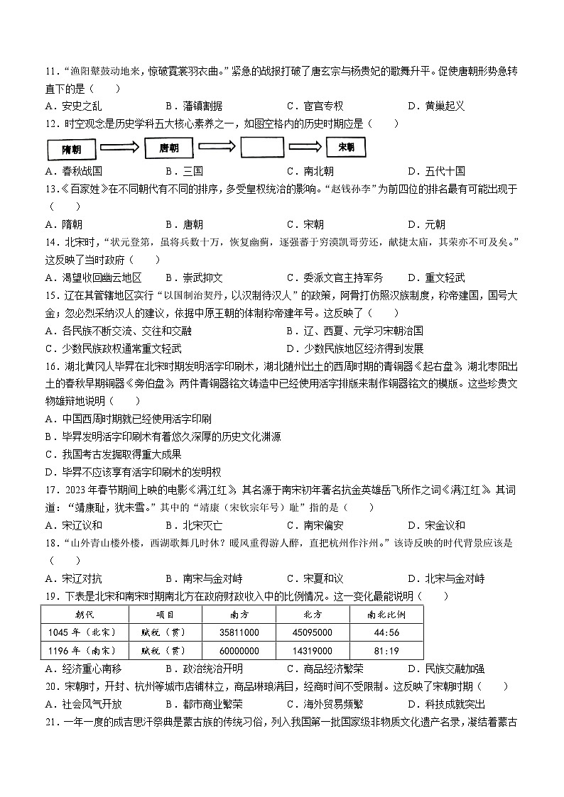 山东省青岛市即墨区多校联考2023-2024学年七年级下学期4月期中历史试题(无答案)02