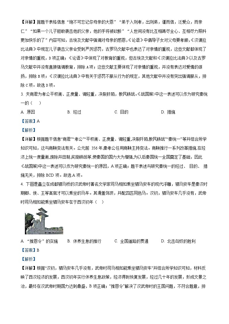 2024年四川省成都市青白江区中考二模历史试题02