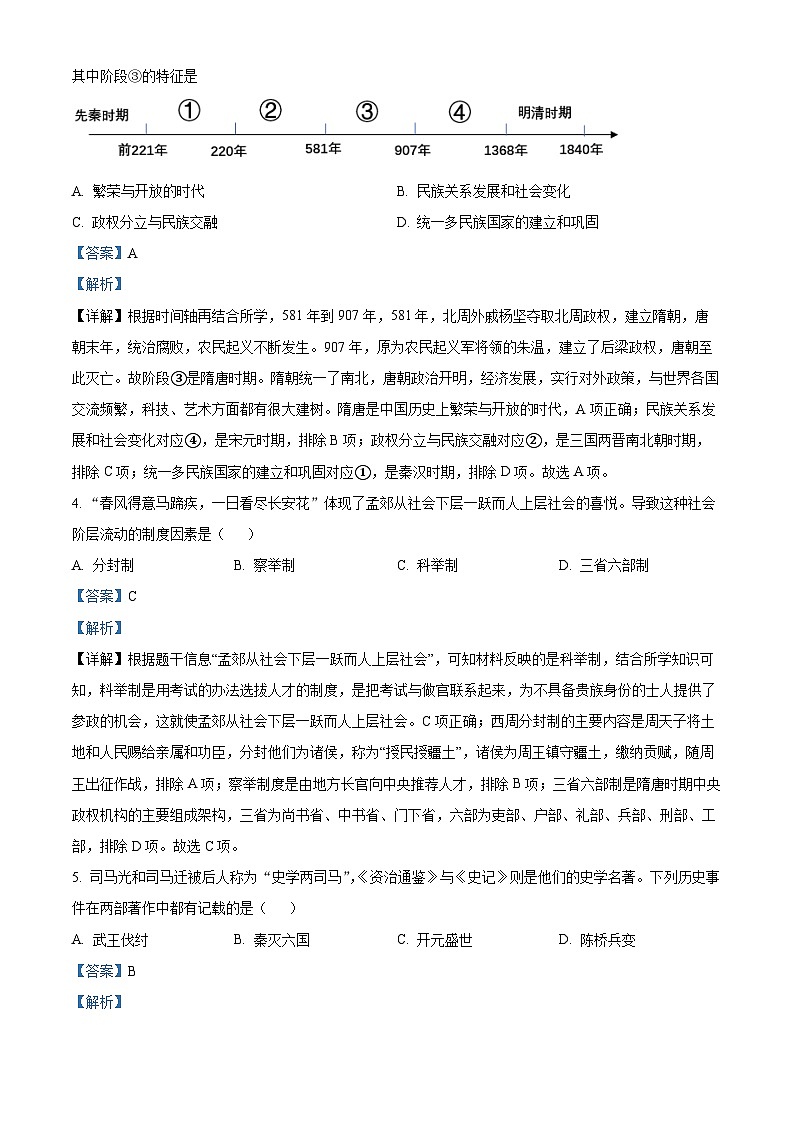 2024年山东省德州市临邑县中考一模历史试题02