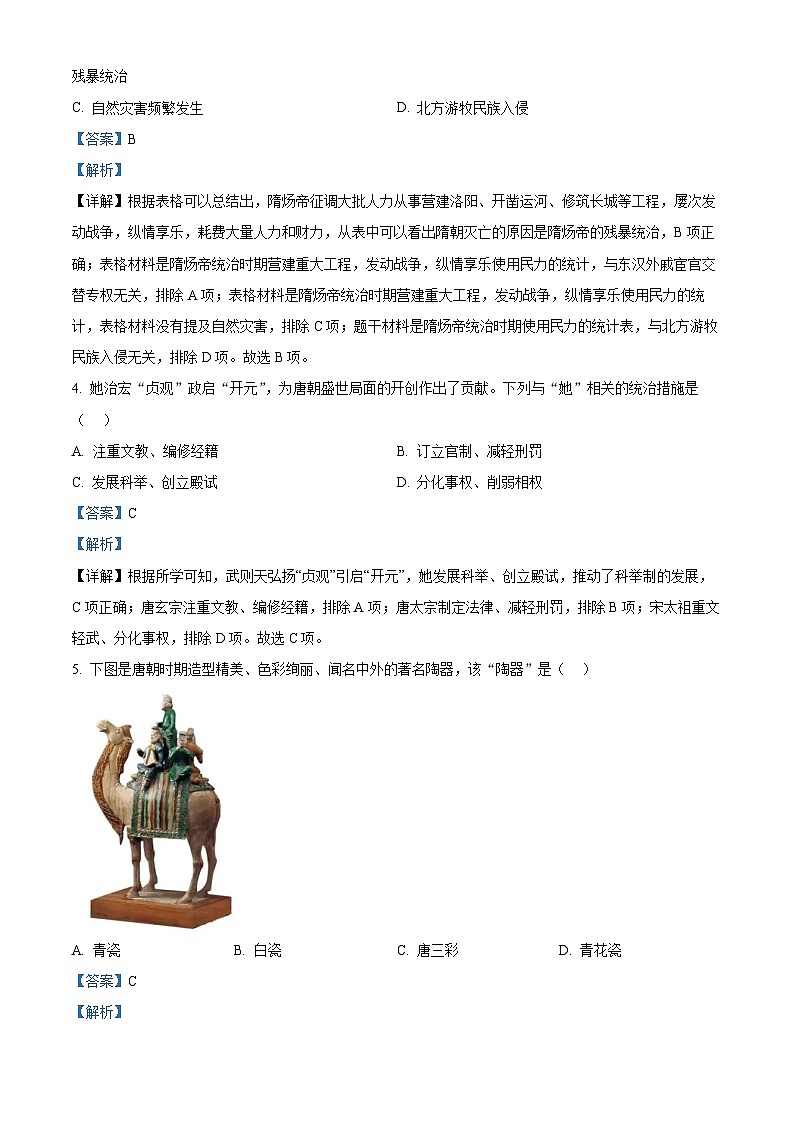 广西崇左市宁明县2023-2024学年七年级下学期期中考试历史试题02