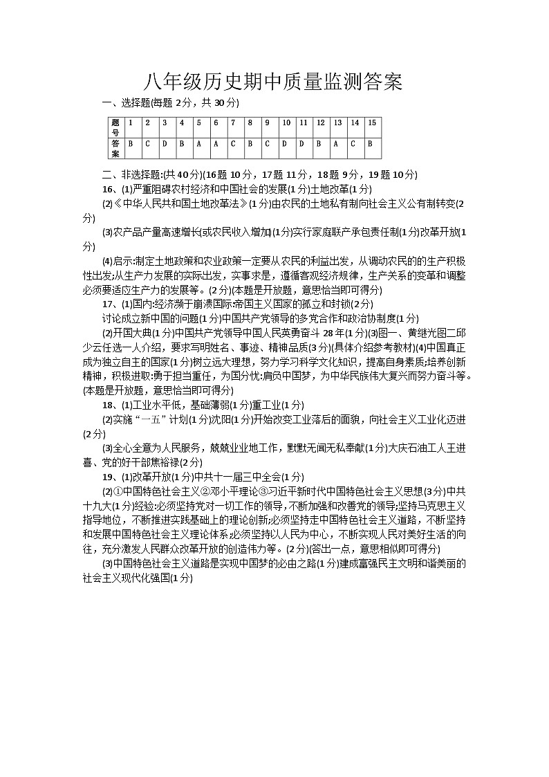 辽宁省鞍山市立山区2023-2024学年八年级下学期期中考试历史试卷（含答案）01