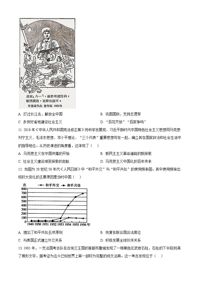 2024年江苏省苏州市昆山、太仓、常熟、张家港市中考一模历史试卷（原卷版+解析版）03