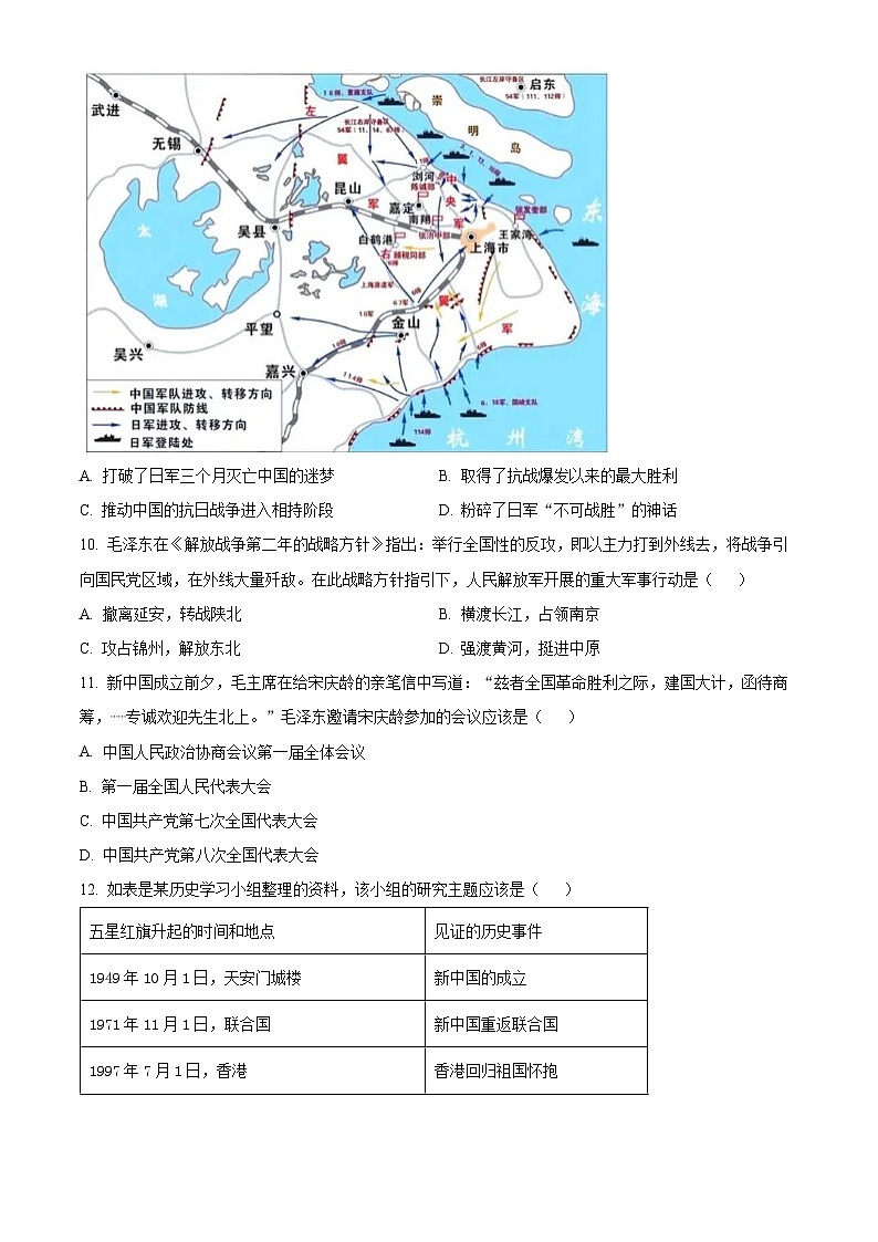 2024年江苏省镇江市中考一模历史试题（原卷版+解析版）03