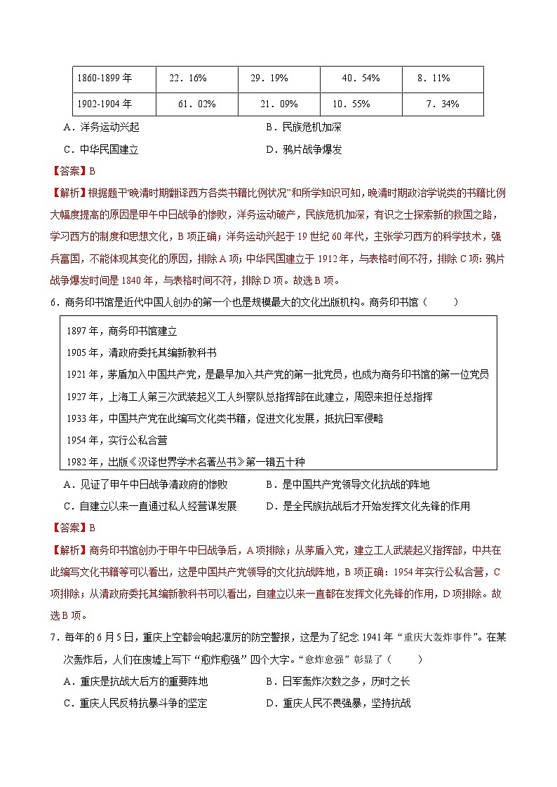 2024年中考考前最后一套押题卷：历史（重庆卷）（全解全析）03