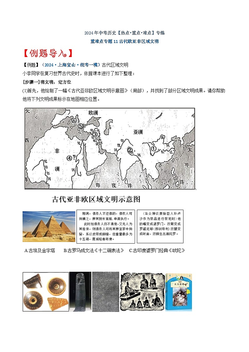重难点专题11古代欧亚非区域文明（上海专用）01