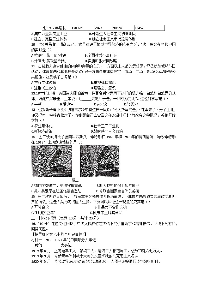 660，江苏省南通市启秀中学2023-2024学年九年级下学期第一次月考历史试卷第2页