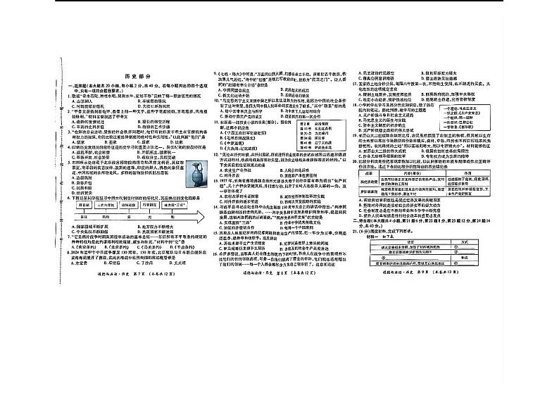 江西省九江市修水县2024年中考二模考试道德与法治历史试题03