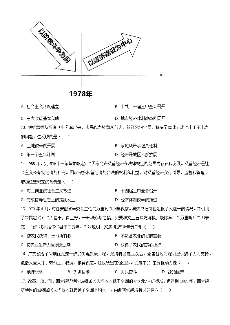 河南省安阳市滑县2023-2024学年八年级下学期期中历史试题（原卷版）第3页