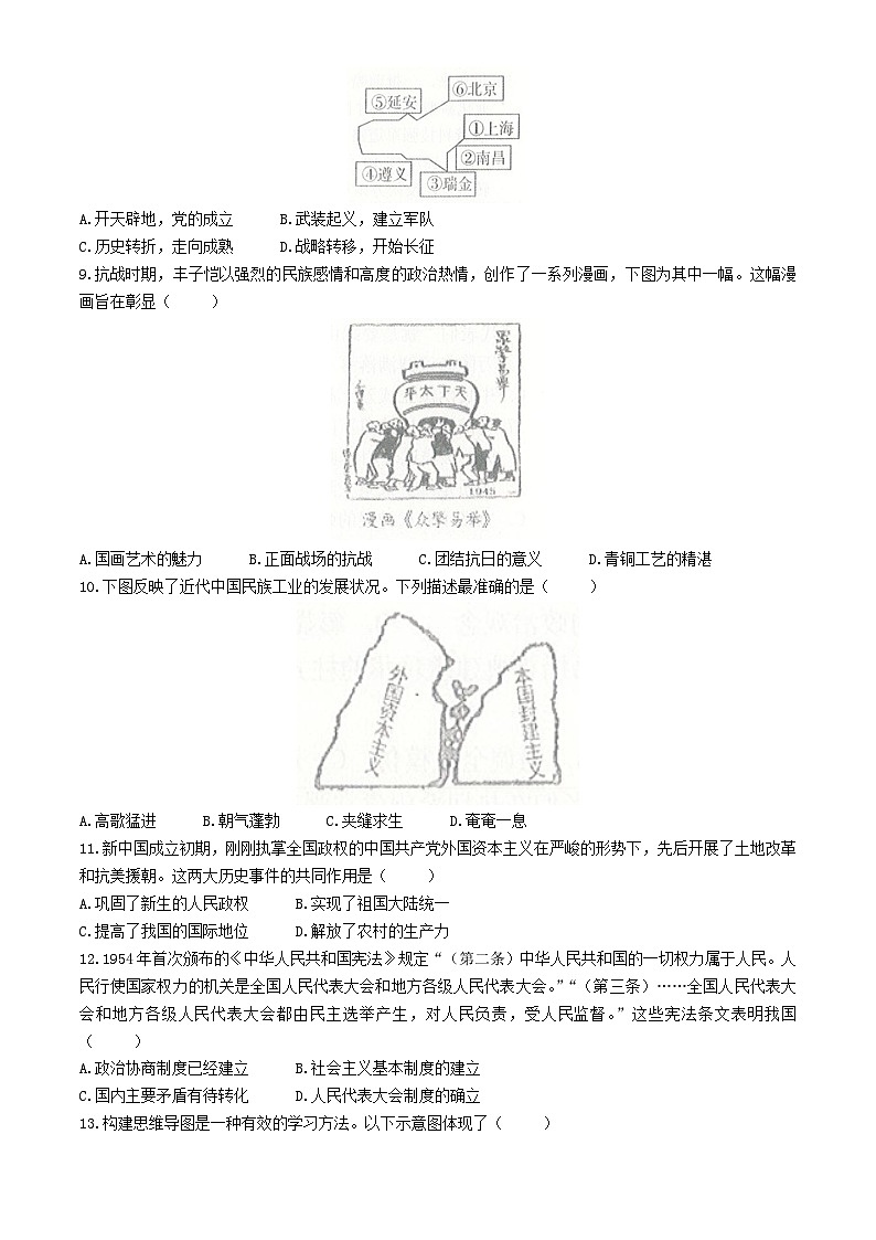 山东省夏津县第三中学2023-2024学年下学期九年级第二次模拟考试历史试题02