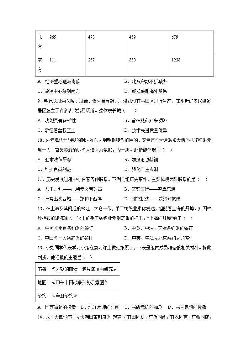 考前金卷07-备战2024年中考历史模拟卷（全国通用）第3页
