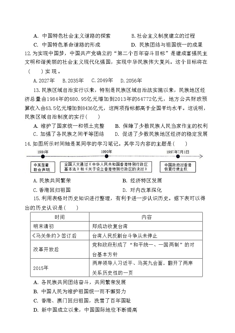 辽宁省营口市鲅鱼圈区实验中学2023-2024学年八年级下学期5月期中历史试题第3页