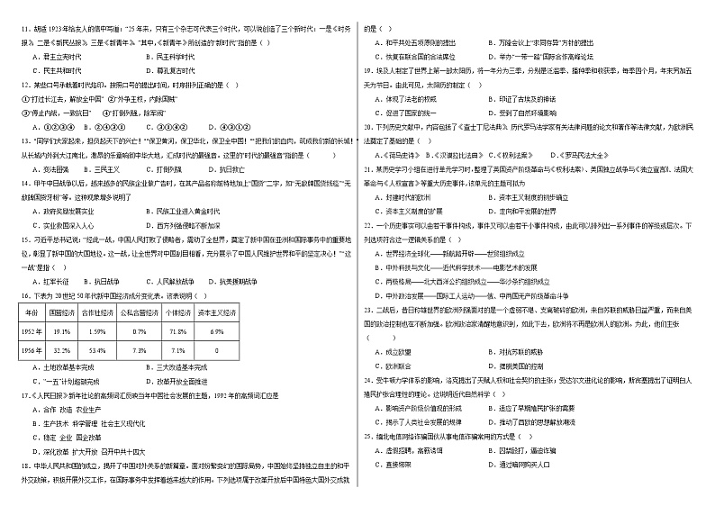 2024年山东省聊城市莘县九年级下学期二模历史试题第2页