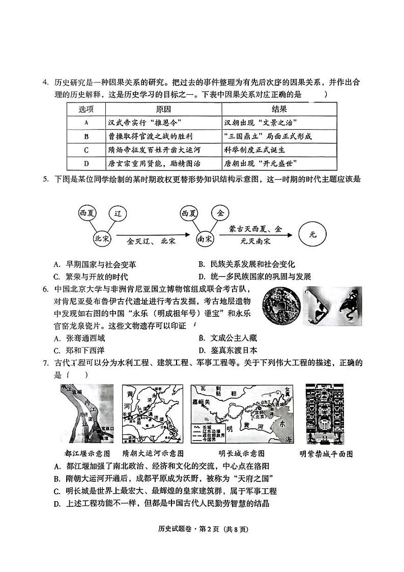 云南省红河哈尼族彝族自治州2024年中考二模历史试题第2页