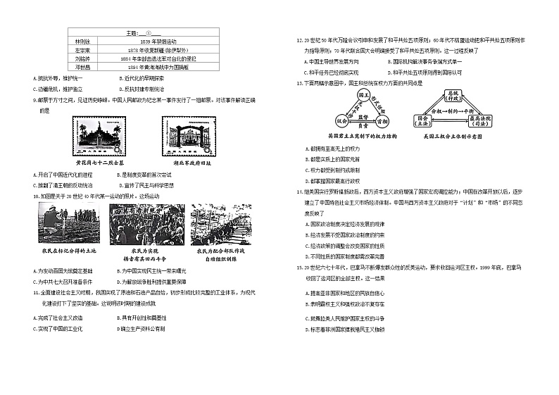 +2024年山西省长治市沁县九年级历史下学期中考模拟试卷（二）02