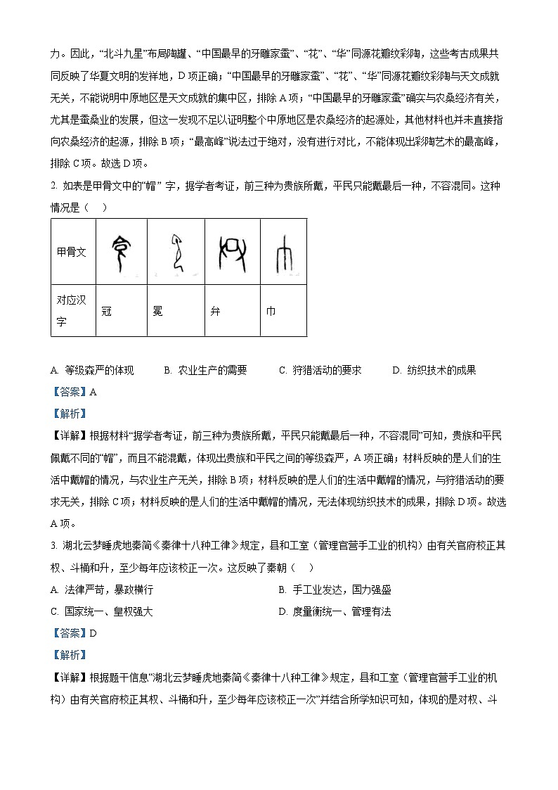 2024年河南省洛阳市中考一模历史试题（原卷版+解析版）02