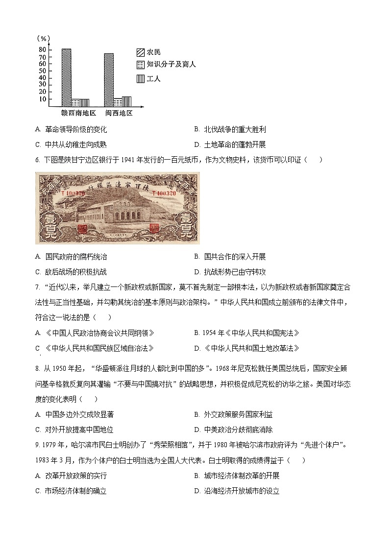 安徽省2024年中考最后一卷历史试题（原卷版+解析版）02