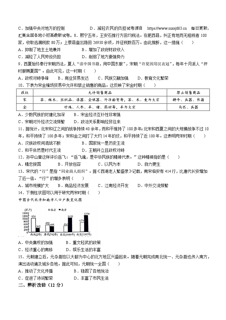 02，安徽省安庆市潜山市十校联考2023-2024学年七年级下学期4月期中历史试题第2页