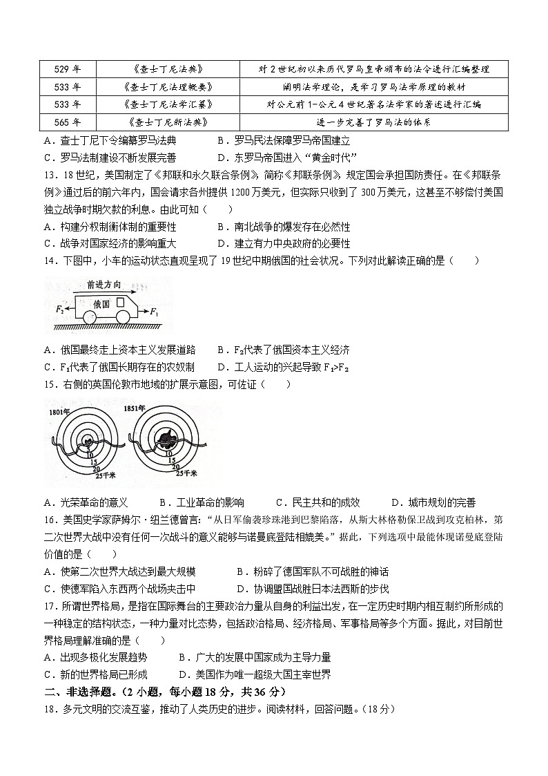 11，2024年广东省深圳市龙岗区宏扬学校中考模拟预测历史试题03