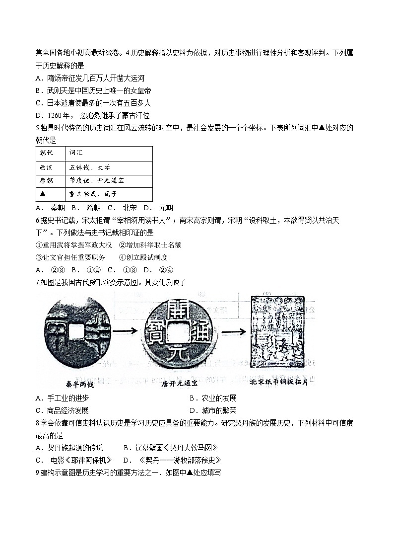 27，辽宁省沈阳市沈北新区2023-2024学年七年级下学期5月期中历史试题(无答案)第2页