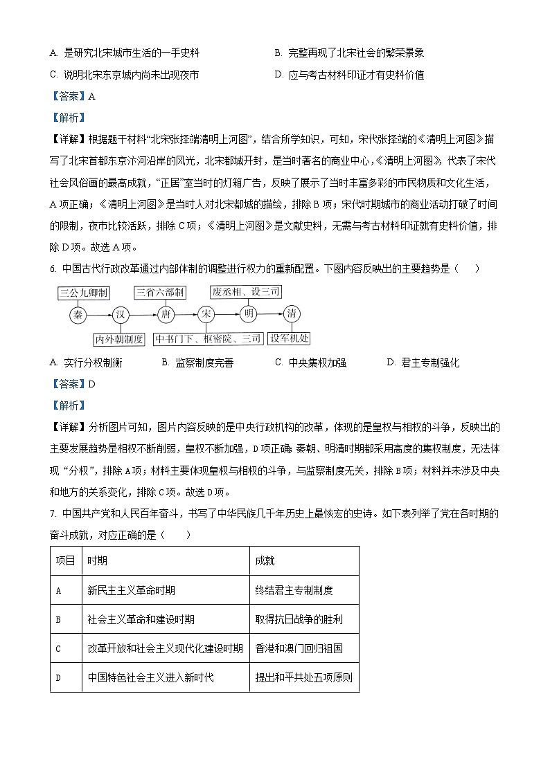 87，山东省泰安市泰山区2024年中考模拟历史试题（五四学制）第3页