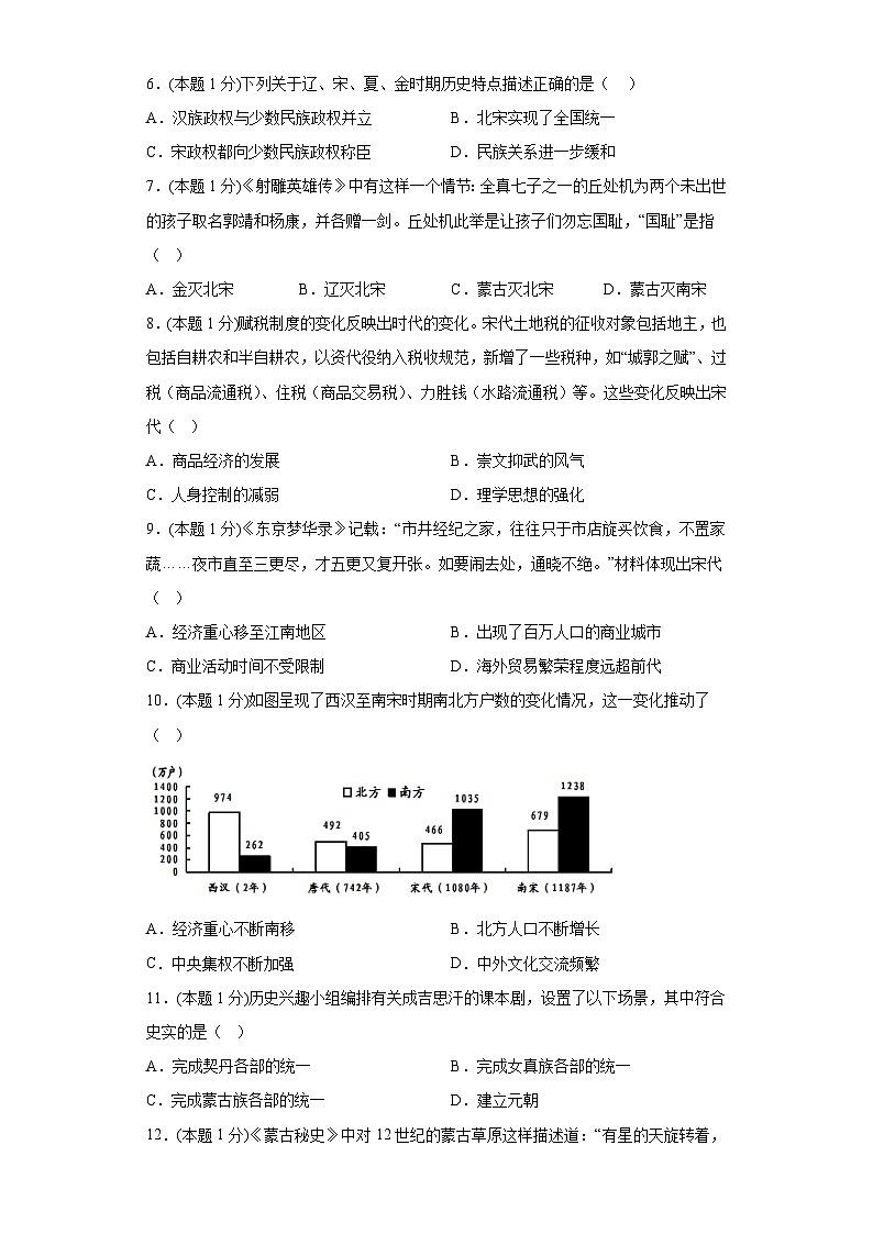 七年级下册第二单元测试卷（6-13课）02