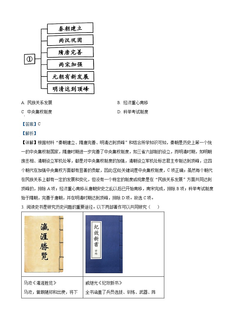 2024年陕西省汉中市宁强县多校联考中考二模历史试题（原卷版+解析版）02