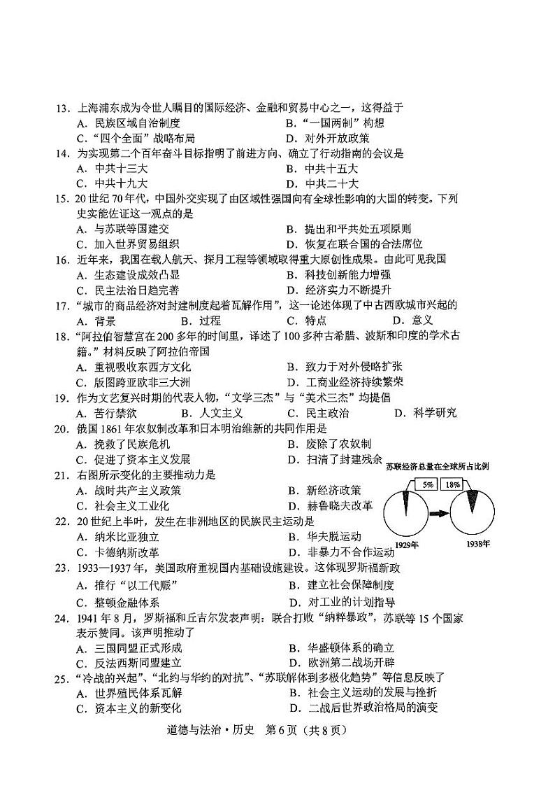 2024年吉林省长春市中考一模历史试题第2页