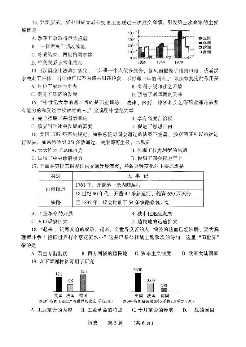 2024年河南省濮阳市中考二模历史试题03
